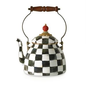 Mackenzie Childs Courtly Check Enamel Tea Kettle - 3 Quart